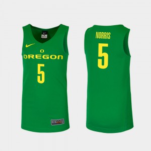 #5 Men's Replica Miles Norris Oregon Jersey College Basketball Green 185270-131