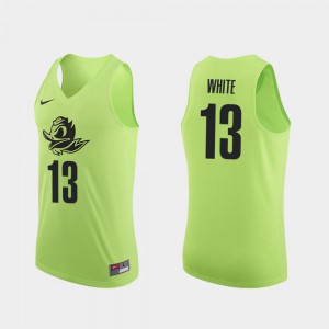 #13 Men Apple Green Authentic College Basketball Paul White Oregon Jersey 356737-508