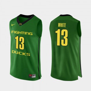 Men's #13 Authentic Paul White Oregon Jersey College Basketball Apple Green 315850-522