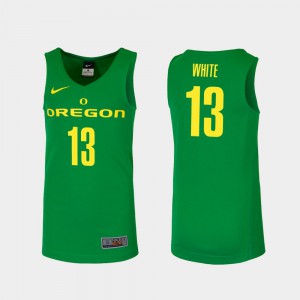 For Men #13 Paul White Oregon Jersey Green Replica College Basketball 431398-347