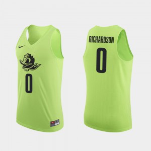 Apple Green Men #0 College Basketball Will Richardson Oregon Jersey Authentic 320835-732