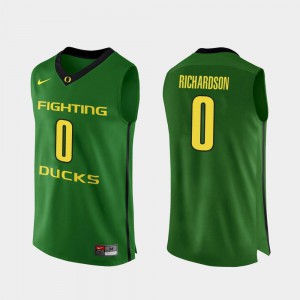 College Basketball Authentic Men Apple Green Will Richardson Oregon Jersey #0 205918-622