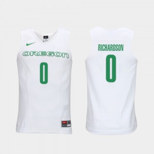 Will Richardson Oregon Jersey #0 Authentic Performace For Men's White Elite Authentic Performance College Basketball 792393-228
