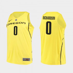 For Men's Will Richardson Oregon Jersey College Basketball #0 Yellow Authentic 415822-580