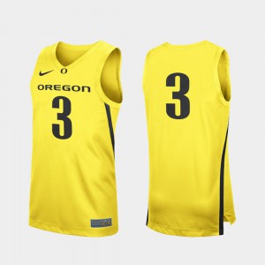 College Basketball #3 Yellow Replica Men Oregon Jersey 326942-508