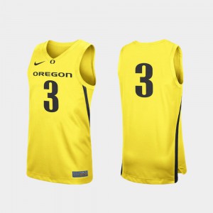 #3 Replica Men's College Basketball Yellow Oregon Jersey 835693-718
