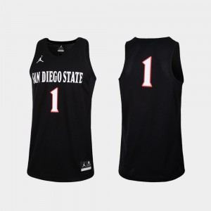 San Diego State Jersey Mens #1 College Basketball Black Replica 104978-840