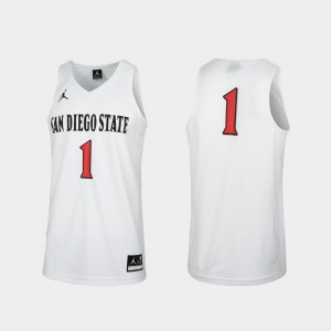 Replica #1 San Diego State Jersey For Men White College Basketball 593851-586