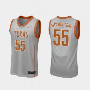 Mens College Basketball Replica #55 Elijah Mitrou-Long Texas Jersey Gray 632522-508