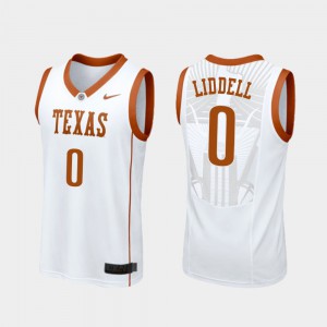 College Basketball White #0 For Men's Gerald Liddell Texas Jersey Replica 723383-618