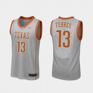 Men's College Basketball Gray Replica Jase Febres Texas Jersey #13 306874-168