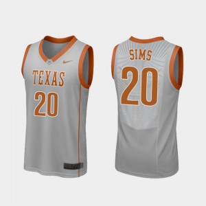 Gray Replica College Basketball Jericho Sims Texas Jersey Men's #20 687724-524