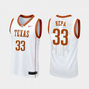 Men #33 Replica Kamaka Hepa Texas Jersey College Basketball White 268889-432