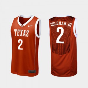 College Basketball #2 Replica Men Burnt Orange Matt Coleman III Texas Jersey 899182-115