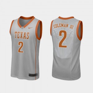 Men Gray Replica College Basketball Matt Coleman III Texas Jersey #2 350463-879