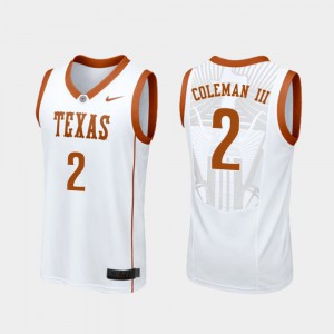 #2 Matt Coleman III Texas Jersey White College Basketball Replica For Men 929113-940