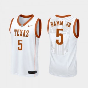 College Basketball Royce Hamm Jr Texas Jersey White Replica #5 Men 257853-733