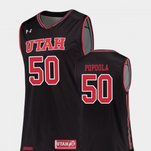 College Basketball Replica Men #50 Black Christian Popoola Utah Jersey 243480-728