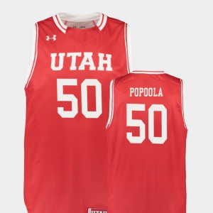 Men Red College Basketball Replica Christian Popoola Utah Jersey #50 589687-349