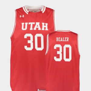 For Men's Replica #30 Gabe Bealer Utah Jersey Red College Basketball 904757-402
