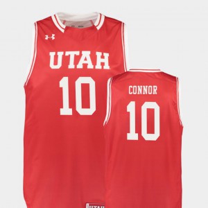 Red Jake Connor Utah Jersey #10 Men's College Basketball Replica 237230-275