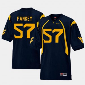 For Men #57 Adam Pankey WVU Jersey College Football Replica Navy 895872-464