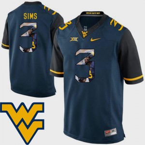 Football #3 Charles Sims WVU Jersey Mens Pictorial Fashion Navy 303795-704