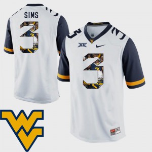 Pictorial Fashion Men's #3 Charles Sims WVU Jersey Football White 385187-228