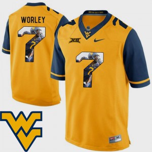 Gold Daryl Worley WVU Jersey #7 Pictorial Fashion Football Mens 758812-895