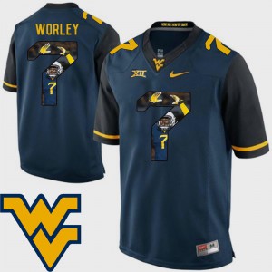 Football Daryl Worley WVU Jersey Men Pictorial Fashion Navy #7 819979-602