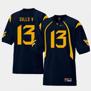 David Sills V WVU Jersey Navy Replica Men's #13 College Football 998551-519