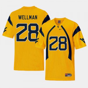 #28 Gold College Football Mens Replica Elijah Wellman WVU Jersey 955111-666