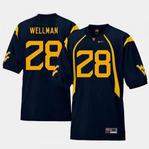 #28 Elijah Wellman WVU Jersey For Men's Replica College Football Navy 628284-125
