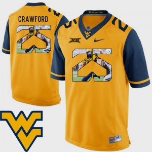 Pictorial Fashion Justin Crawford WVU Jersey Mens #25 Gold Football 699463-551