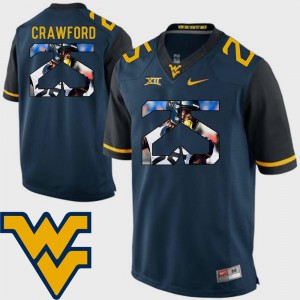 Pictorial Fashion Justin Crawford WVU Jersey Football #25 For Men Navy 996348-873