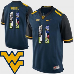 Navy #11 Pictorial Fashion For Men Kevin White WVU Jersey Football 215417-485