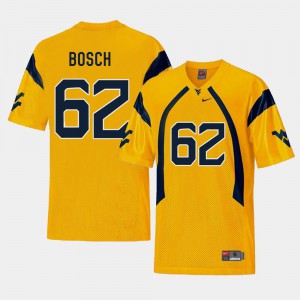Gold College Football Men's Kyle Bosch WVU Jersey #62 Replica 712741-172