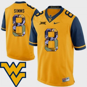 #8 For Men Marcus Simms WVU Jersey Football Gold Pictorial Fashion 869137-906