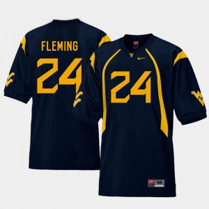 #24 Navy For Men's College Football Replica Maurice Fleming WVU Jersey 985314-825