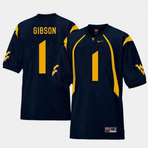 Shelton Gibson WVU Jersey Mens #1 Replica College Football Navy 257074-982