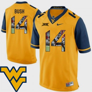For Men's #14 Gold Football Tevin Bush WVU Jersey Pictorial Fashion 231539-385