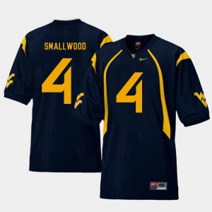 For Men Wendell Smallwood WVU Jersey #4 College Football Replica Navy 441713-256