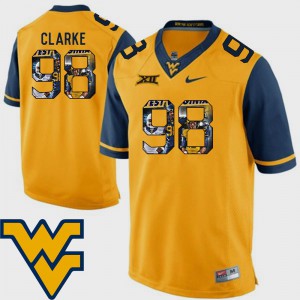 #98 Gold Football Pictorial Fashion Will Clarke WVU Jersey For Men 516167-970