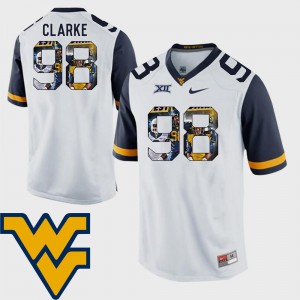 White #98 For Men's Pictorial Fashion Football Will Clarke WVU Jersey 299375-702