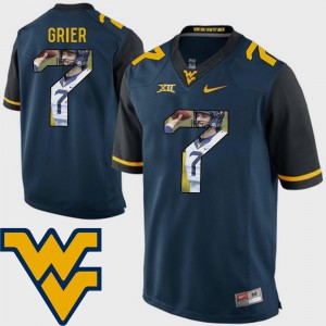 #7 Will Grier WVU Jersey Men's Navy Football Pictorial Fashion 487863-602