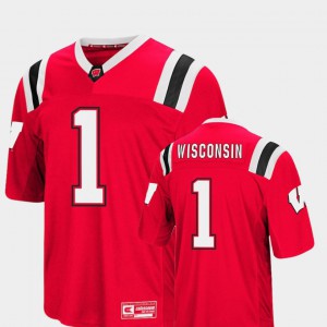 Men #1 Colosseum Red Foos-Ball Football Wisconsin Jersey 137779-908