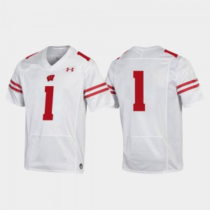 Replica #1 Wisconsin Jersey College Football For Men's White 783439-114