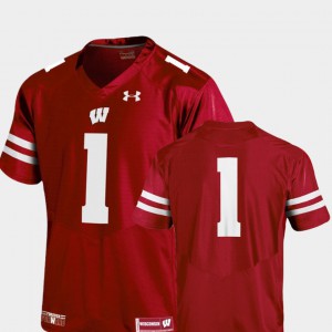 Team Replica College Football For Men #1 Red Wisconsin Jersey 517081-601