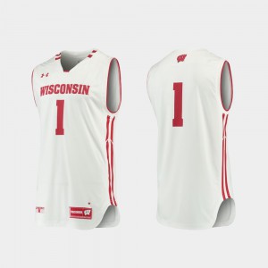 Replica College Basketball Wisconsin Jersey For Men's White #1 539778-422