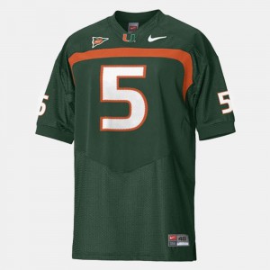 Youth(Kids) Andre Johnson Miami Jersey Green #5 College Football 134169-677